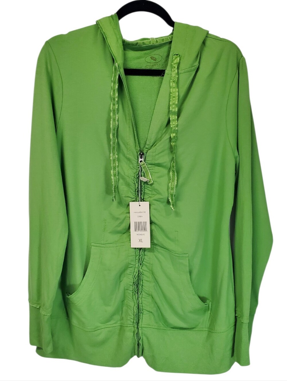 Green Tea Buttery Soft Full Zip Jacket Bright Green XL Winter Fall Warm Whimsy